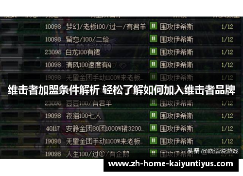 维击者加盟条件解析 轻松了解如何加入维击者品牌