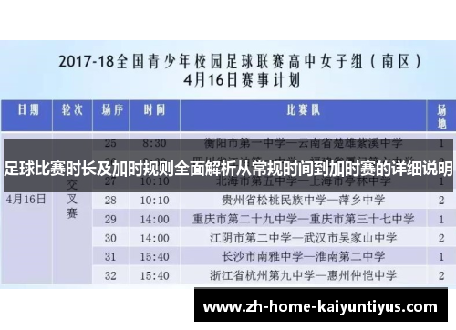 足球比赛时长及加时规则全面解析从常规时间到加时赛的详细说明